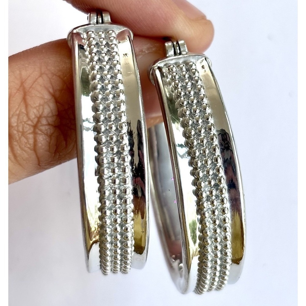 Arthur Court Aluminum Hoop Earrings 1.75 In Dot Texture Discontinued Jewelry